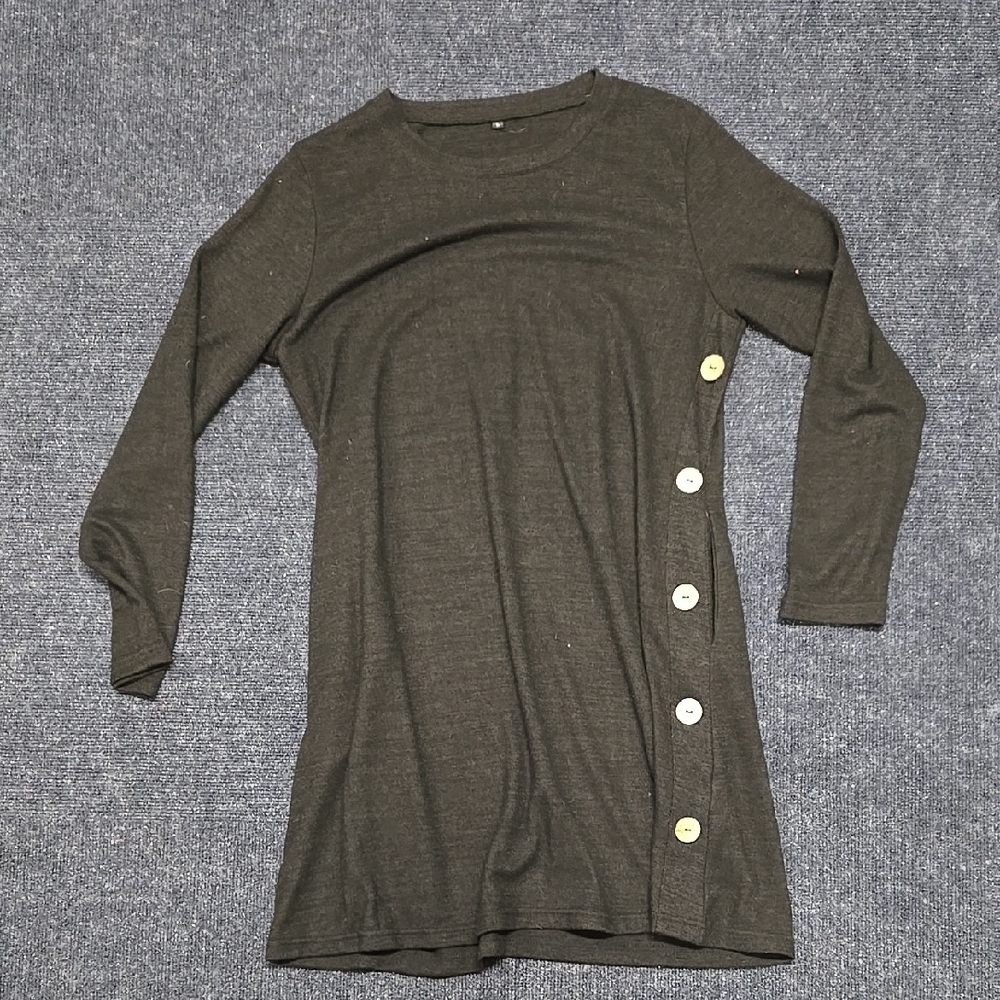 Chic Black Button-Accent Dress